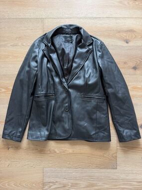 Urban Outfitters Classic Vegan Black Leather Blazer Jacket - Women